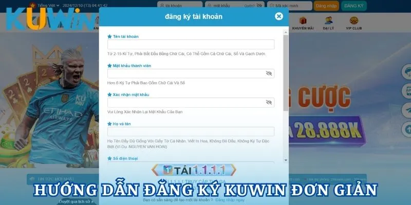 Đăng ký Kuwin theo từng bước đơn giản