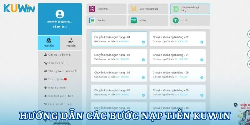 Nạp tiền Kuwin với các bước cực đơn giản